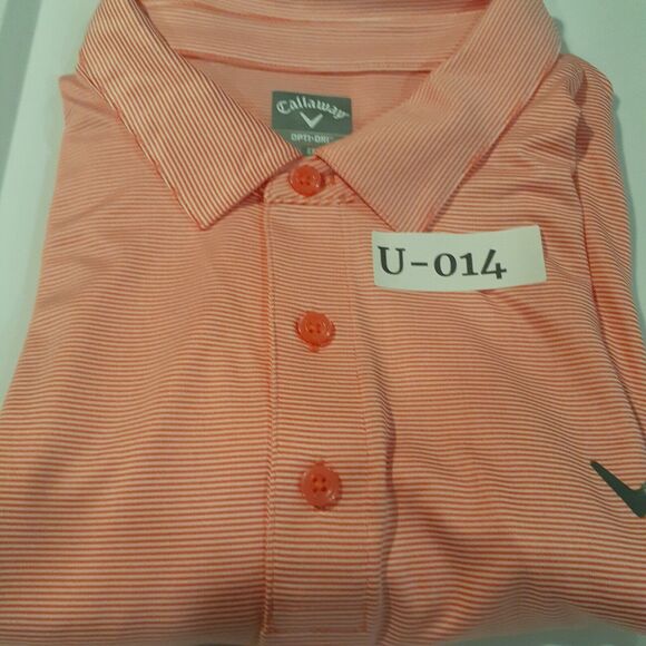 Callaway Opti-Dri Men’s XL Coral Thin Striped Performance Golf Polo Shirt - Picture 8 of 8